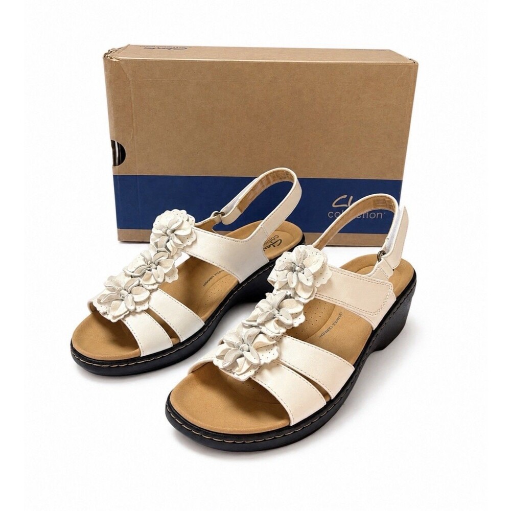 Clarks Merliah Sheryl  White Slingback Sandals Women’s 9.5M New in Box